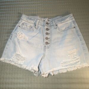 YMI DREAM Light wash Denim Women SZ 5/27 Blue High Rise Button Fly Jean Short